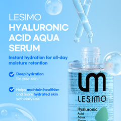 Lesimo Hyaluronic Acid Aqua Serum, Hydrating, Moisture Serum, Concentrated Anti-Aging Moisturizer for Dry, 1.69 fl.oz.(50mL)