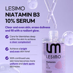 [Double] Lesimo Niatamin B3 10% Serum 1.69 fl.oz.(50mL)*2, Facial Serum for Glass skin / Vitamin B3, Niacinamide for Dark Spots, Suitable for Sensitive Skin / Vegan & Cruelty-Free