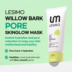 Lesimo Willow Bark Pore SkinGlow Mask, Hydrolyzed Collagen Wrapping Mask, Peel-off Mask, Pore Lifting and Minimizing, Korean skincare, 3.38 fl.oz. (100mL)