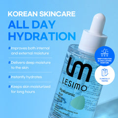 Lesimo Hyaluronic Acid Aqua Serum, Hydrating, Moisture Serum, Concentrated Anti-Aging Moisturizer for Dry, 1.69 fl.oz.(50mL)