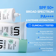 Lesimo Hyaluronic Acid Soothing Aqua Suncream (SPF 50+, PA++++), Daily Suncream, UV A & UVB Protection, Invisible Korean Suncream for Face with No White Cast, 2.02 fl.oz. (60mL)
