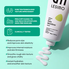 Lesimo Willow Bark Pore SkinGlow Mask, Hydrolyzed Collagen Wrapping Mask, Peel-off Mask, Pore Lifting and Minimizing, Korean skincare, 3.38 fl.oz. (100mL)